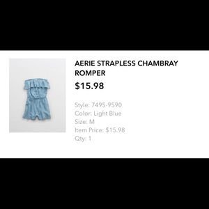 Aerie Strapless Chambray romper